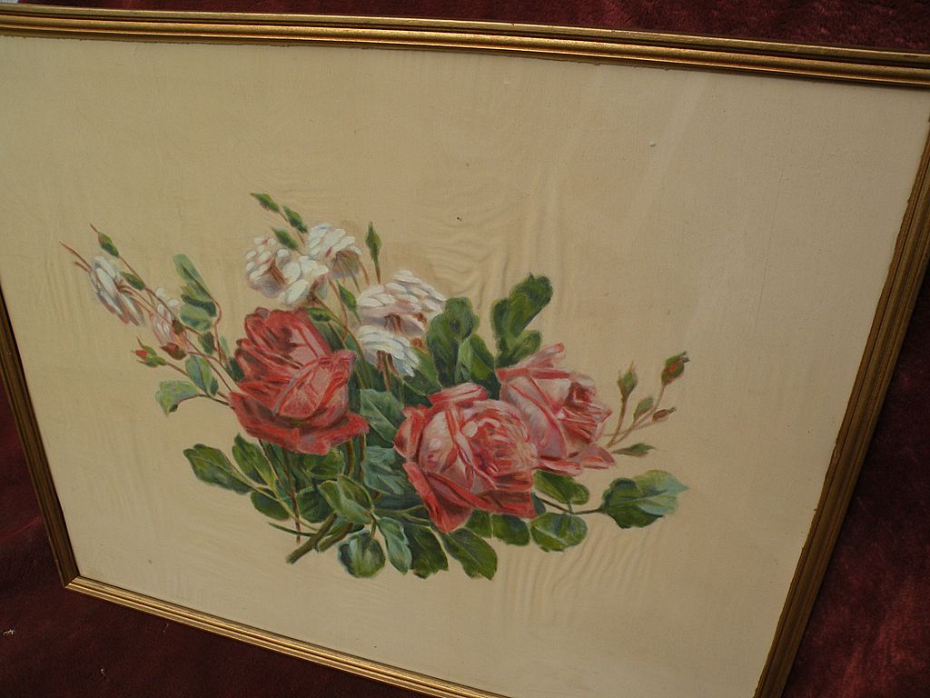 1024x768 Painting Of Roses For Shabby Chic Style Interior Jon Berg Fine - Shabby Chic Roses Painting