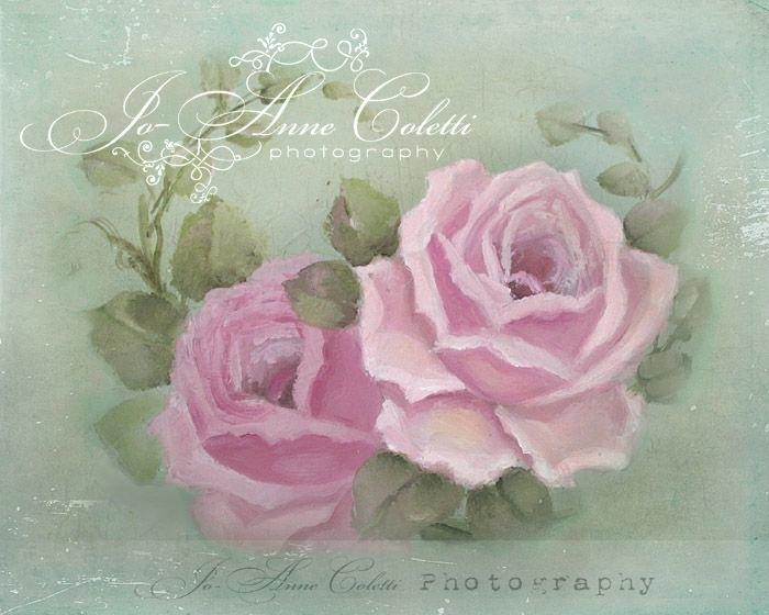 700x560 Rose Canvas Summer Roses Print Vintage Paintings Shabby Chic - Shabby Chic Roses Painting