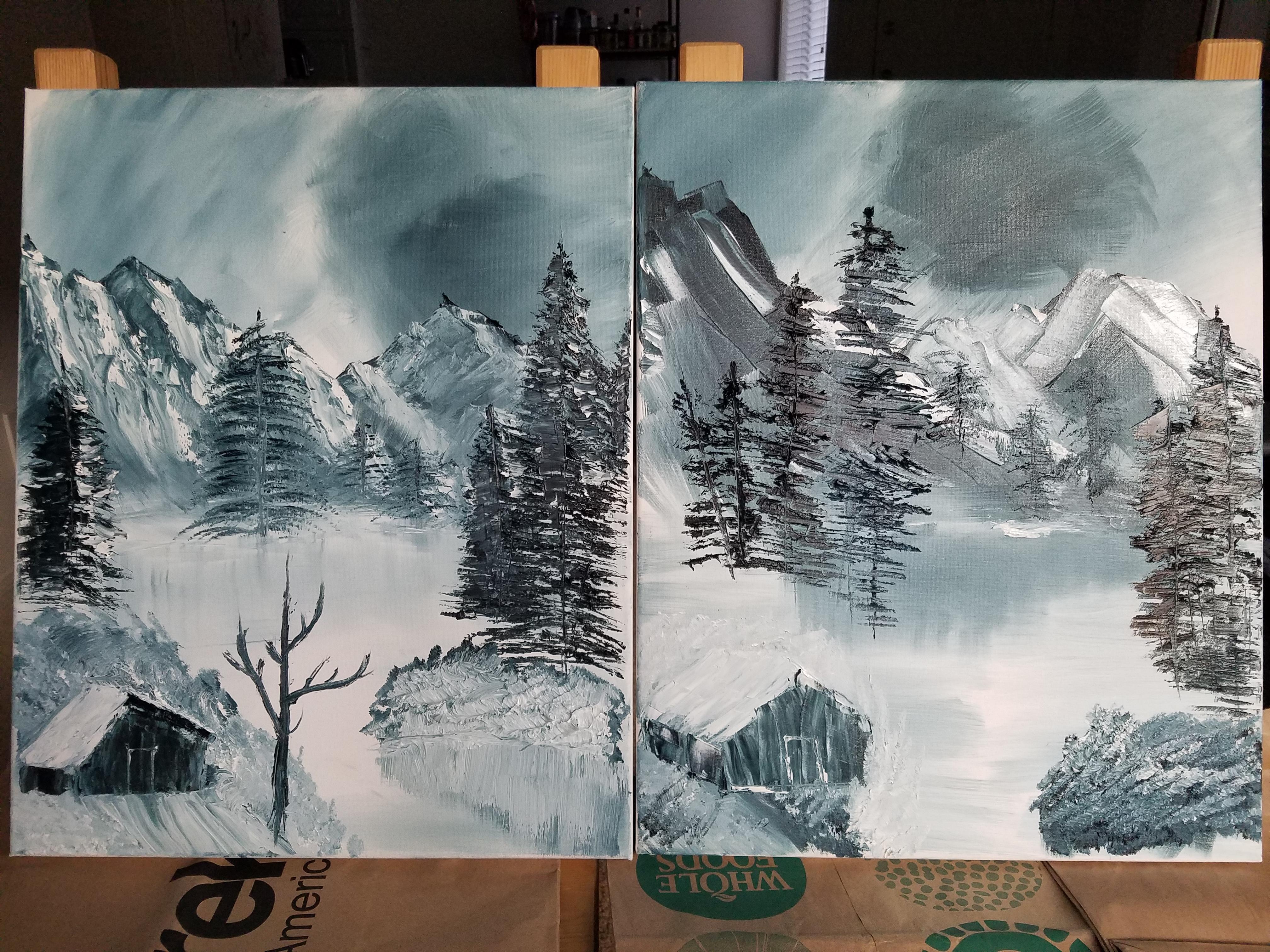 4032x3024 Our First Time Painting With Bob Ross - Shades Of Gray Painting