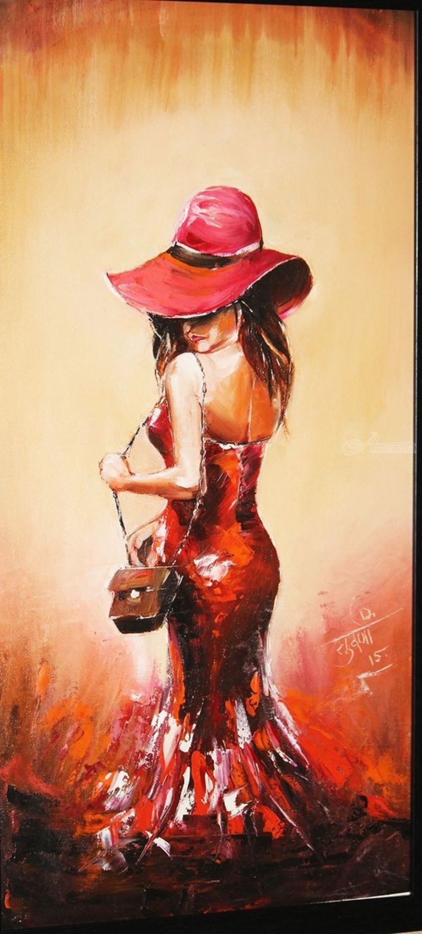 850x1881 Shades Of Red Paintings By Suvarna Dheringe - Shades Of Red Painting