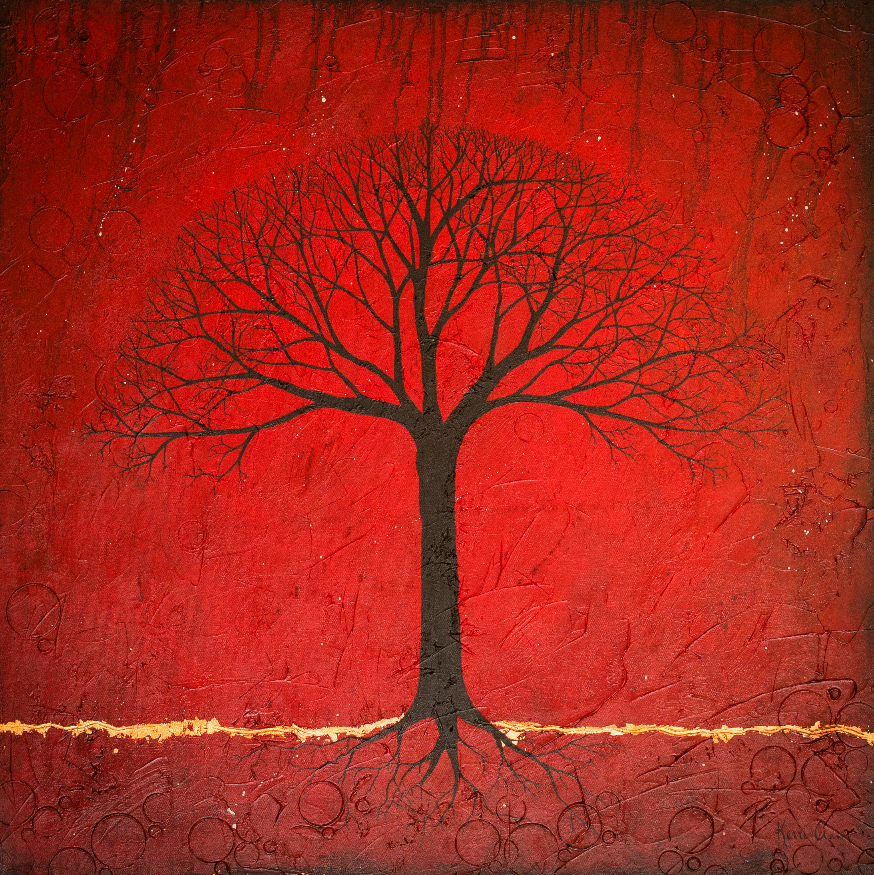 3057x3058 She Is In Red Kerri Ann Gallery - Shades Of Red Painting