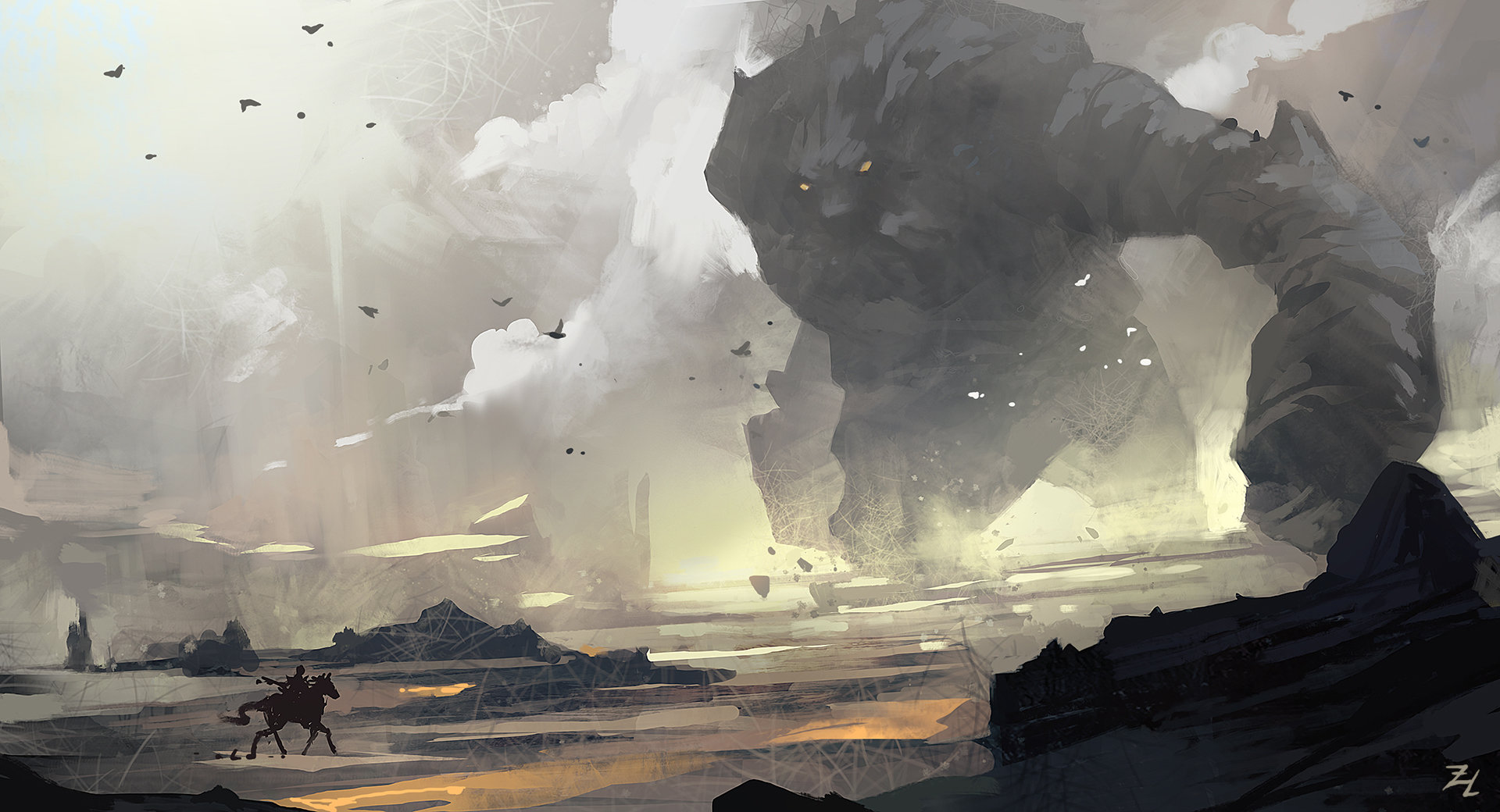 1920x1040 Zudarts Lee - Shadow Of The Colossus Painting