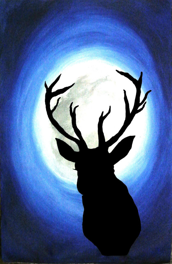 570x873 Reindeer Christmas Acrylic Painting Black Shadow Paintings - Shadow Painting