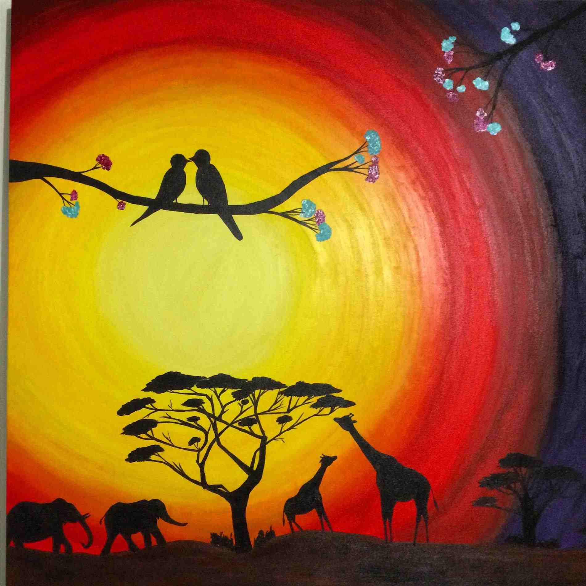 1900x1900 African Sunset Acrylic Paintings - Shadow Painting