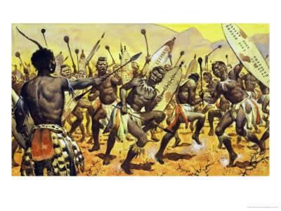 400x300 Zulu Warriors Being Forced By Shaka To Dance On Thorny Ground - Shaka Zulu Painting