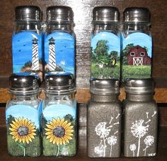 236x227 Salt Pepper Shakers Hand Painted Christmas Holiday Holly Salt - Shaker Painting