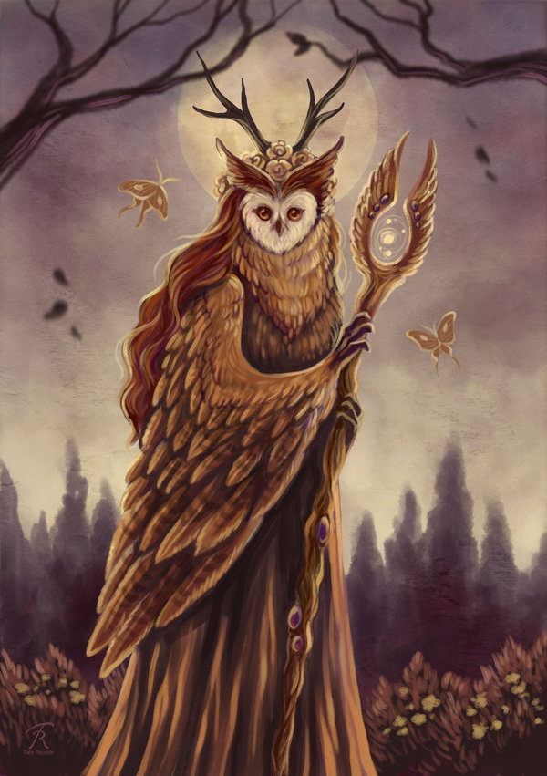 600x851 Owl Shaman By Trollgirl - Shaman Painting