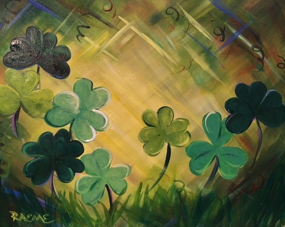 579x461 Lucky Clover Tipsy Brush Party - Shamrock Painting