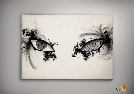 570x399 Naruto Shippuuden Sharingan Rinnegan Watercolor Archival Print Art - Sharingan Painting