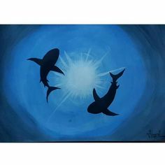 236x236 Giant Tribal Shark Acrylic Painting From Paula Reynolds Art - Shark Canvas Painting
