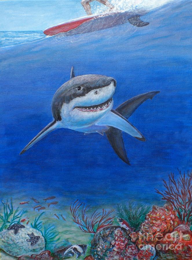 663x900 My Pet Shark Painting By George I Perez - Shark Painting