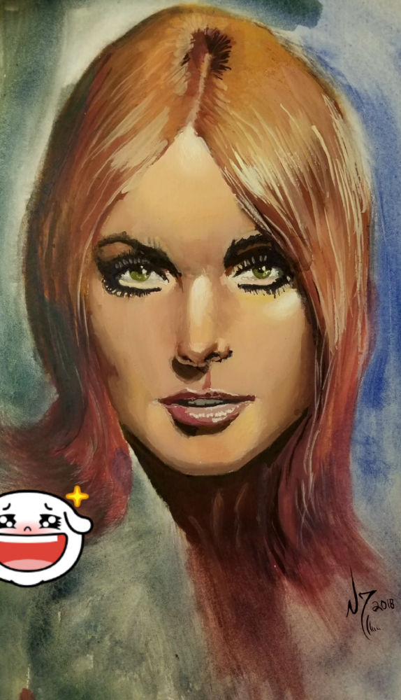 574x1000 Portrait Painting Of Sharon Tate In Gouache Masterpaintingnow - Sharon Tate Painting