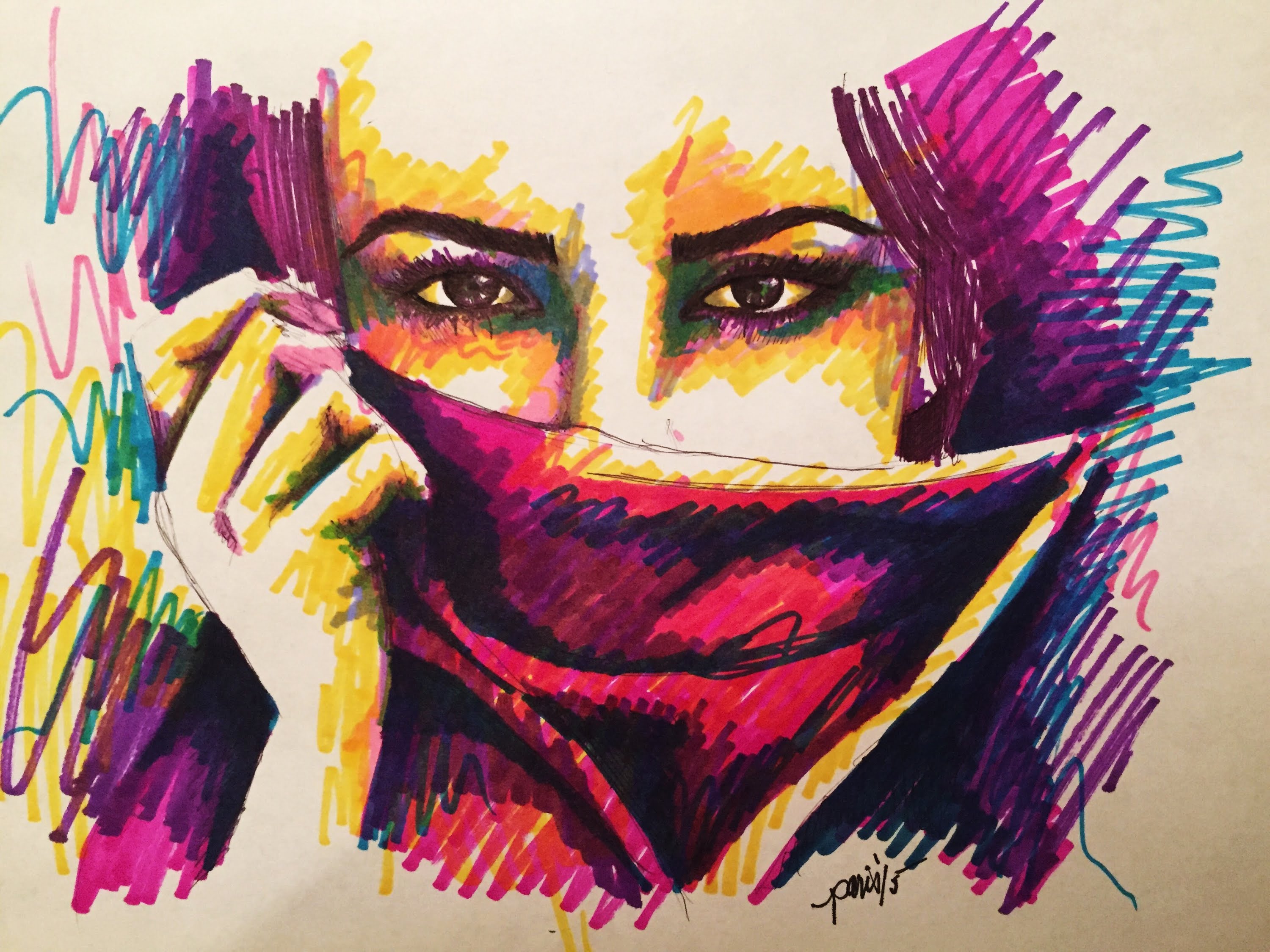 3000x2249 Eye(S) Sharpie Marker Ink Art Illustration Painting - Sharpie Painting