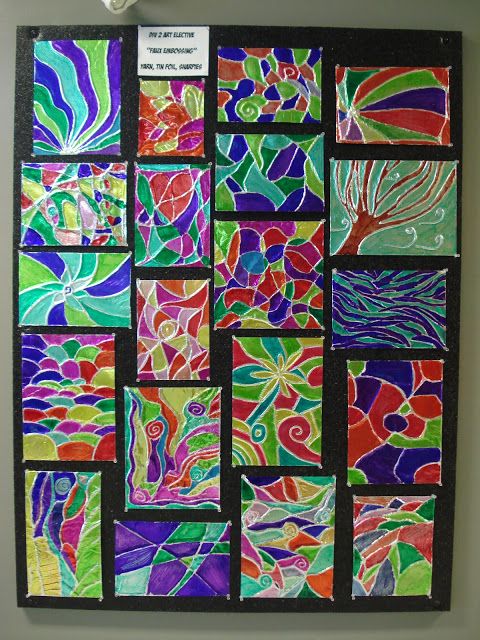 480x640 Foil Embossing With 4, 5, And 6 Grade. Use Cereal Box, Yarn - Sharpie Painting