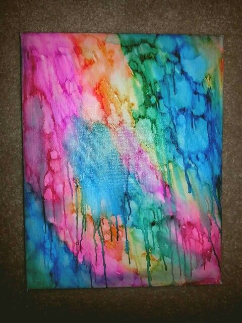 480x640 Isopropyl Alcohol And Sharpies Canvas Art. Drip Colour. Rainbow - Sharpie Painting