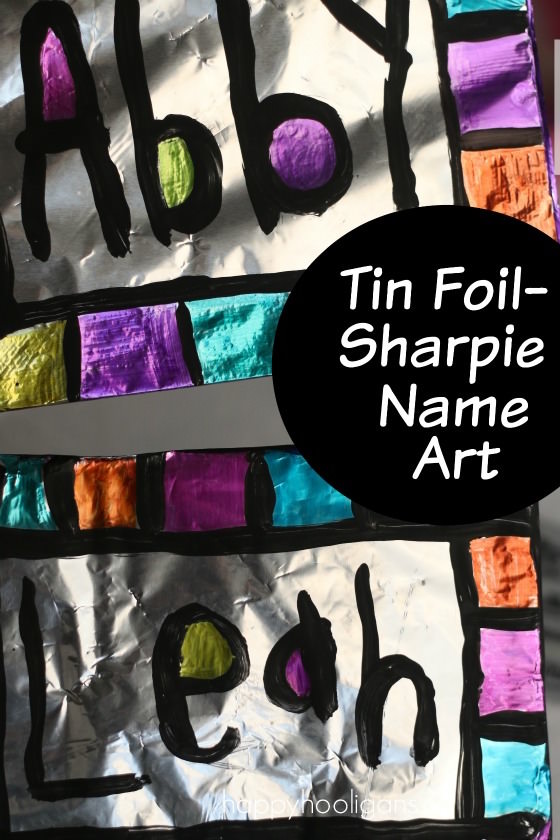 560x840 Name Art With Sharpies And Tin Foil - Sharpie Painting