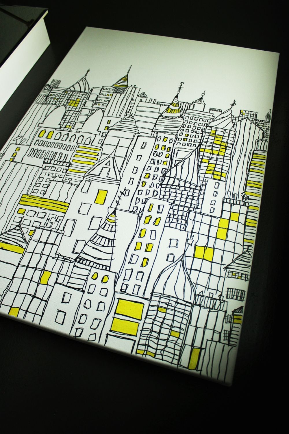 1000x1500 Diy Sharpie Art Cityscape Sketch On Canvas - Sharpie Painting