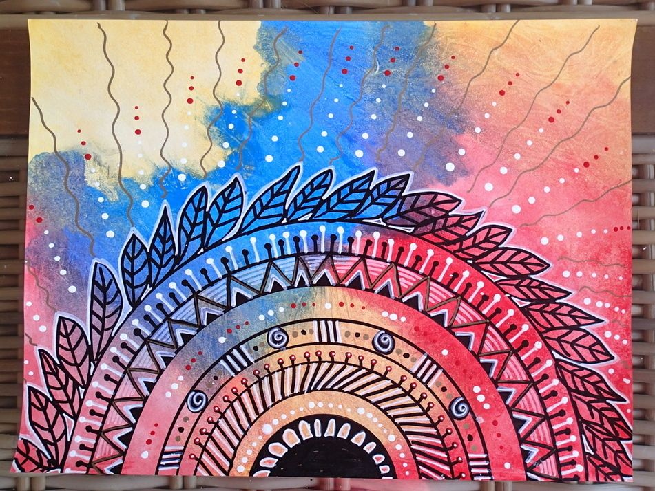 951x714 Drawn With Sharpie Paint Markers Over An Acrylic Painted - Sharpie Painting