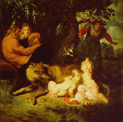 499x495 Romulus And Remus And Adoption - She Wolf Painting
