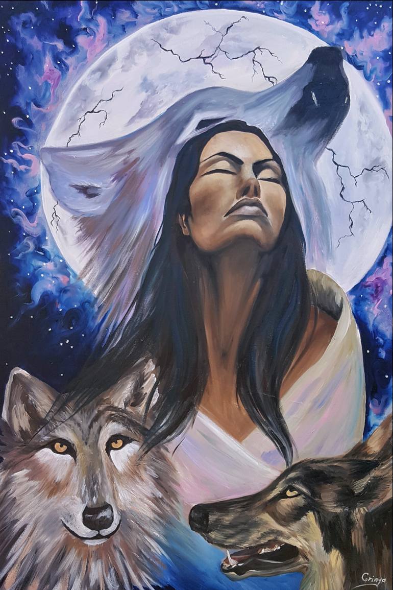 770x1155 Saatchi Art She Wolf Painting By Alena Khom - She Wolf Painting