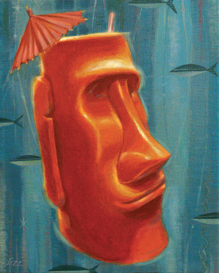 724x900 Moai Mai Tai Painting By Shawn Shea - Shea Painting