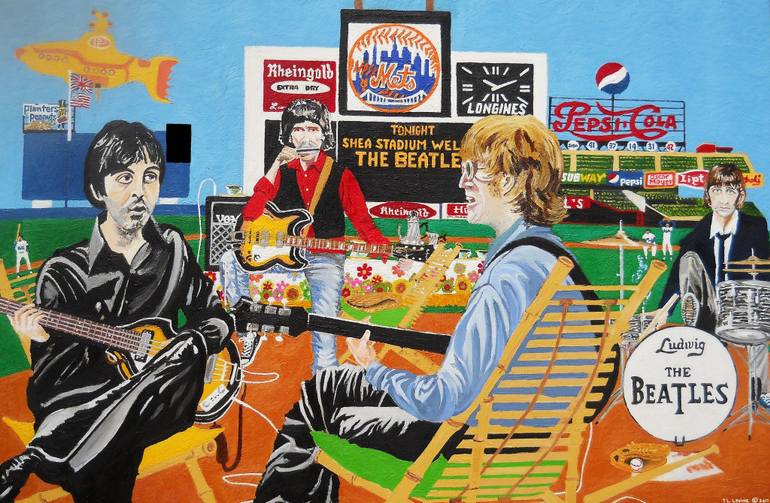 770x503 Saatchi Art Beatles,preperation Before Invasion At Shea Stadium - Shea Stadium Painting
