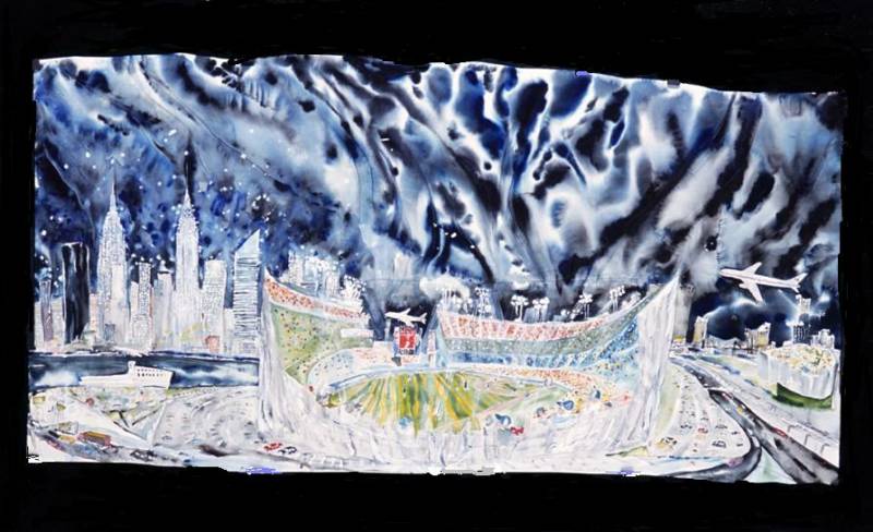 800x488 Skyscraper Art, Baseball Art, Shea Stadium, Denver Art, Denver - Shea Stadium Painting