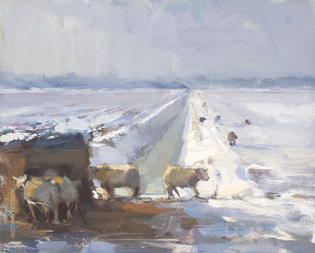 650x521 Painting Sheep In Snow - Sheep In Snow Painting