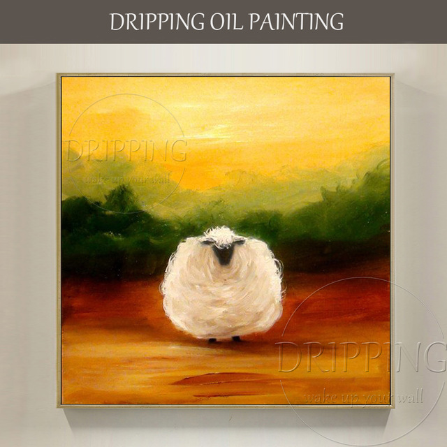 640x640 Hand Painted High Quality Modern Wall Art Animal Sheep Oil - Sheep Oil Painting