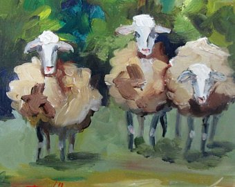 340x270 Sheep Oil Painting Etsy - Sheep Oil Painting