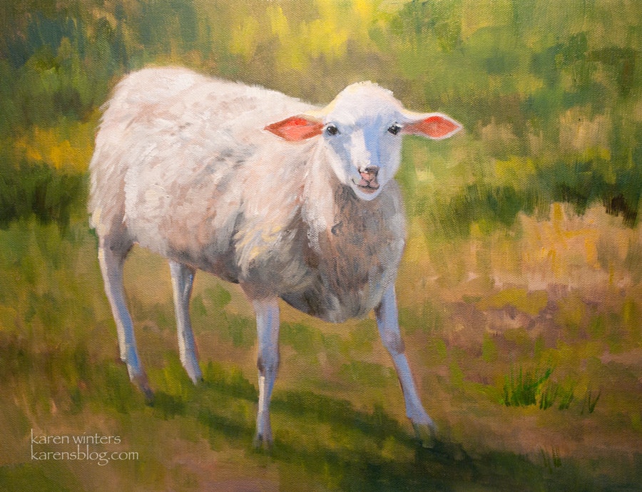 900x690 The Yearling Sheep Oil Painting - Sheep Oil Painting