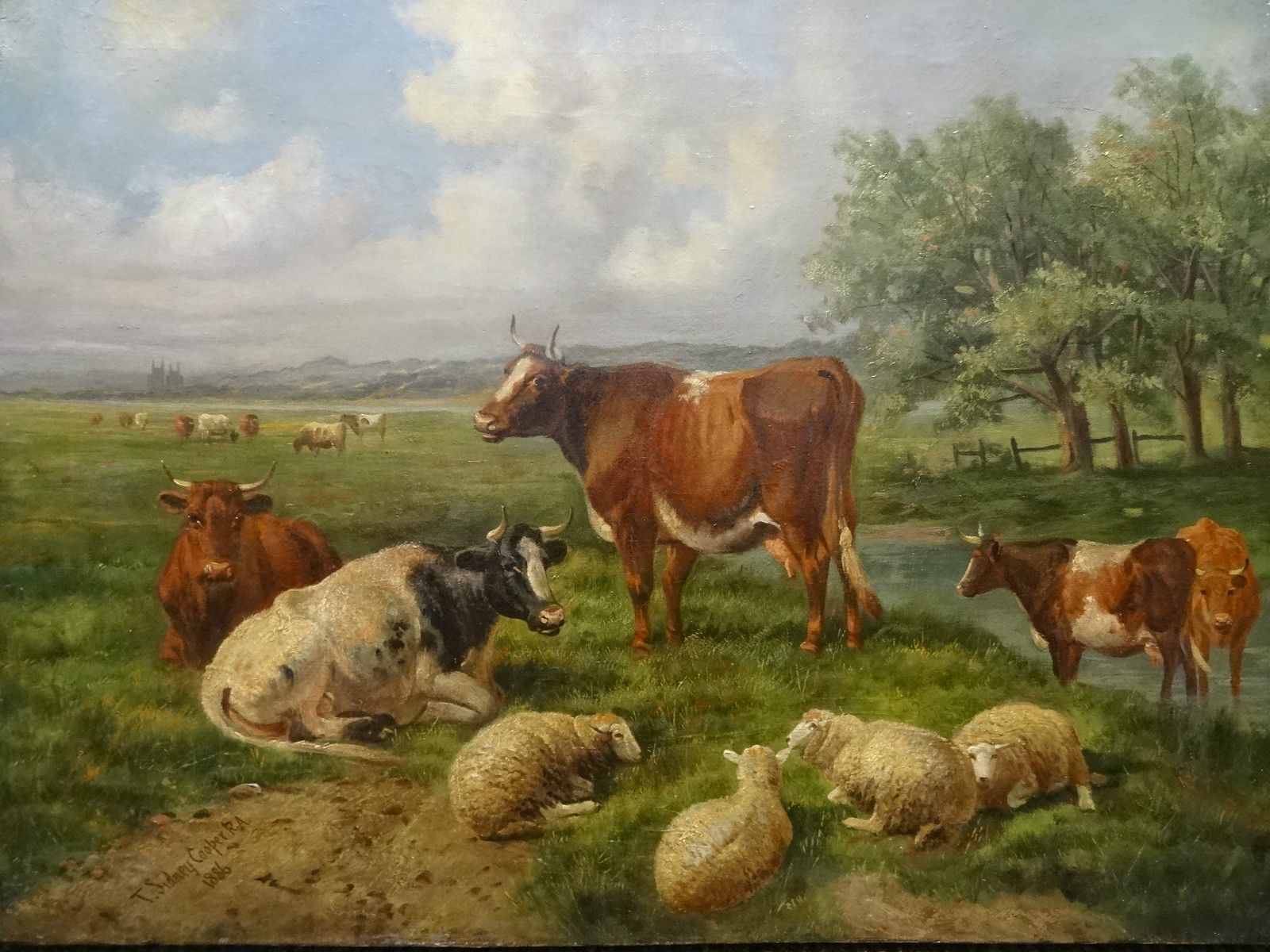 1600x1200 Thomas Sidney Cooper Original Cattle Amp Sheep Landscape Oil - Sheep Oil Painting