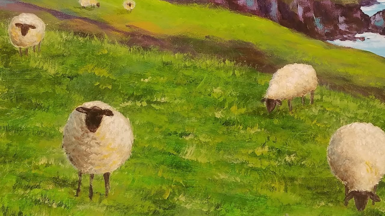1280x720 Easy Sheep Acrylic Painting Emerald Isles Series Tutorial Live - Sheep Painting
