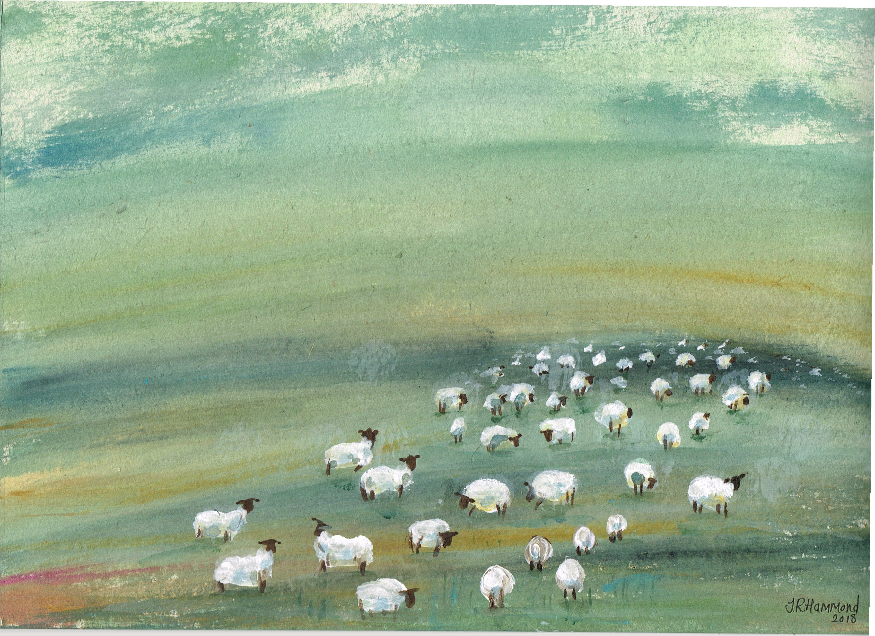 3400x2470 At Night I Dream Of Acrylic Sheep Painting - Sheep Painting Images