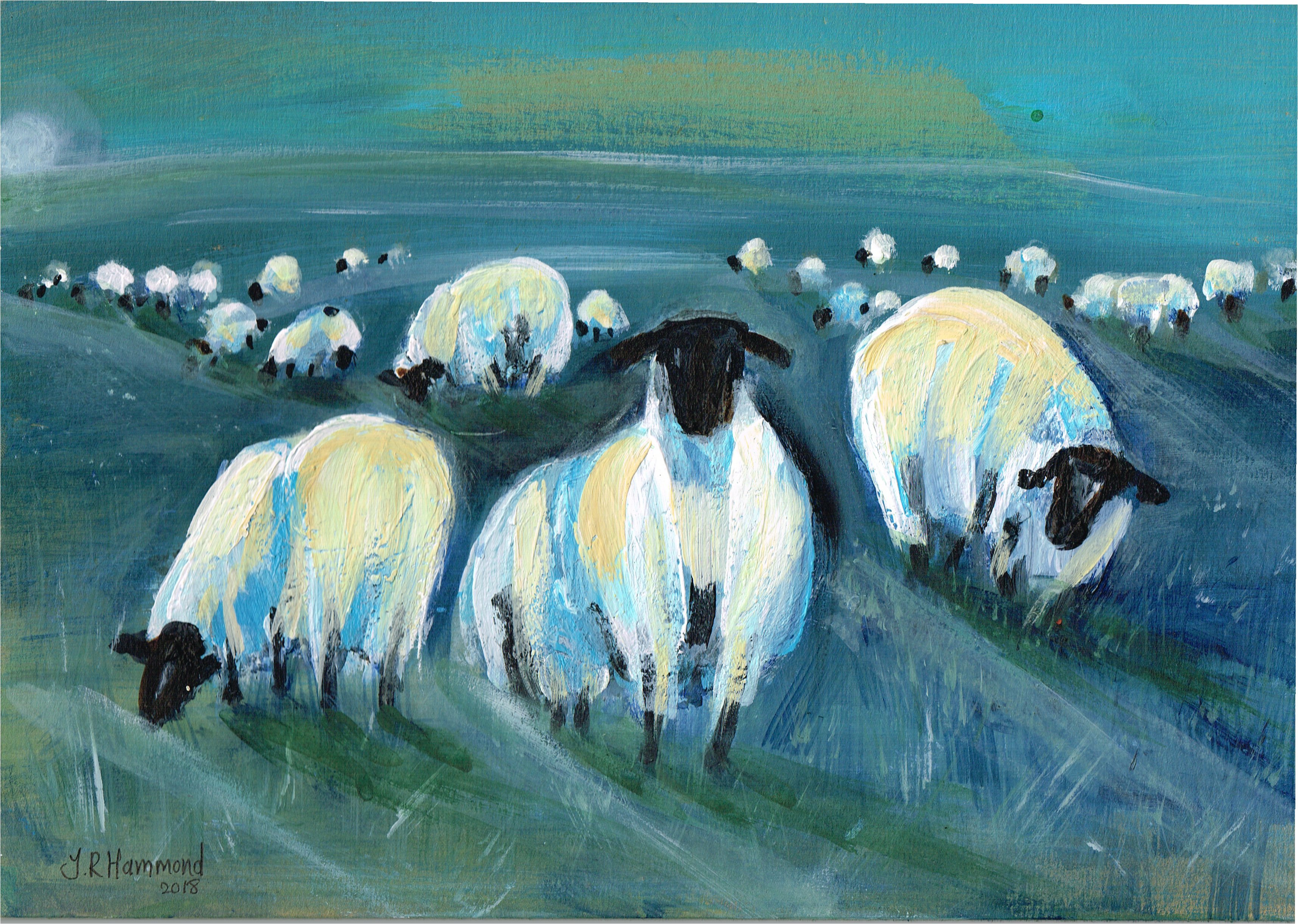 3432x2444 At Night I Dream Of Acrylic Sheep Painting - Sheep Painting Images