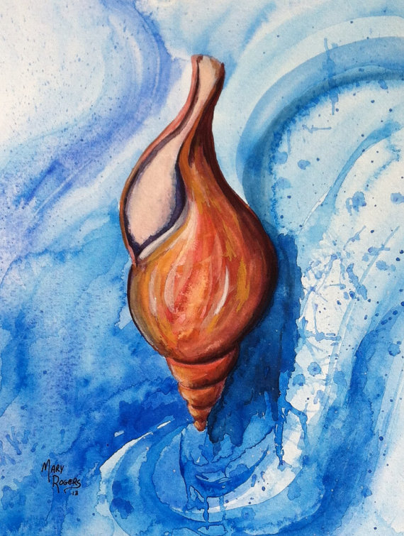 570x755 Items Similar To Sea Shell Painting, Shell In The Sea Original - Shell Painting