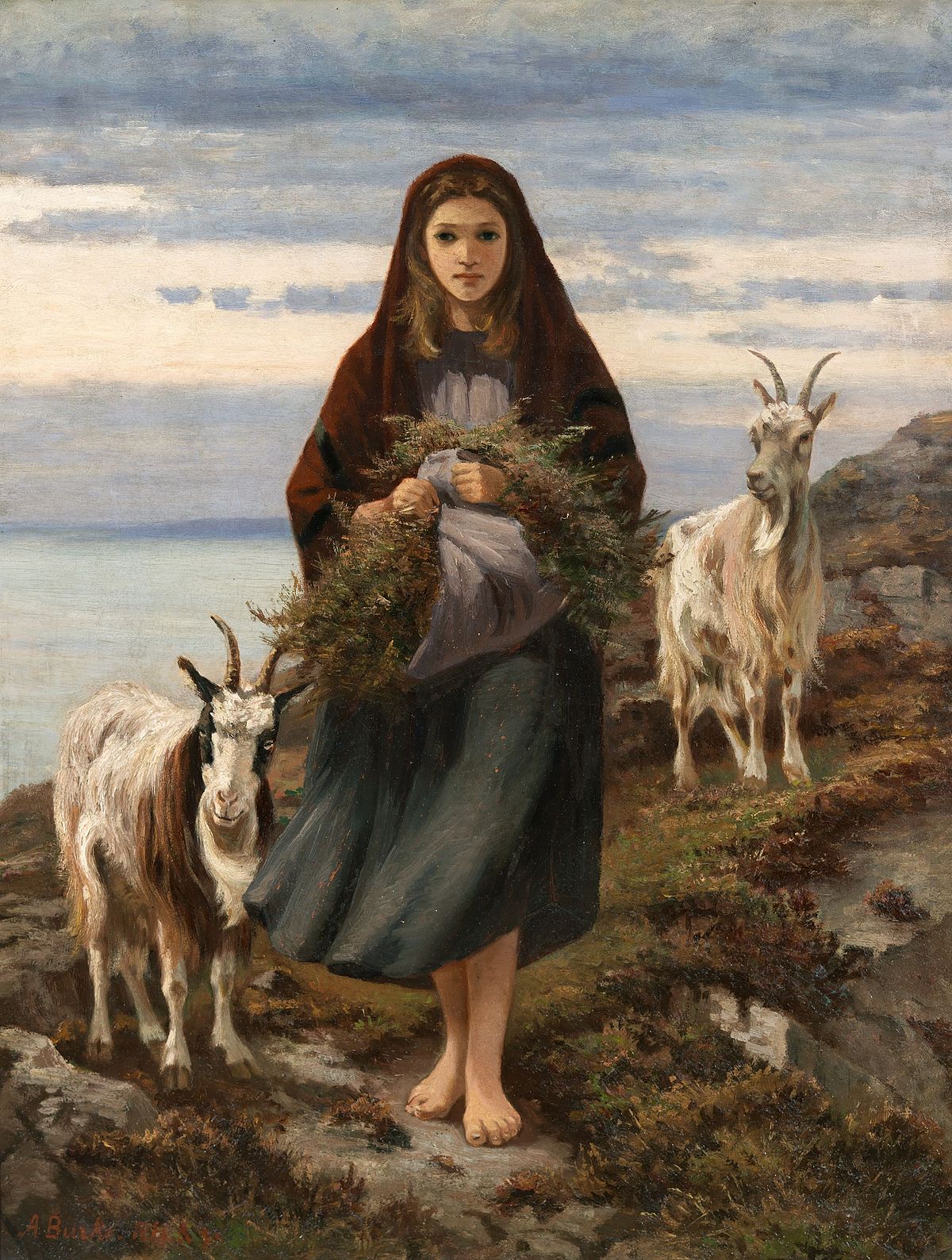 1200x1588 Connemara Girl - Shepherd Girl Painting