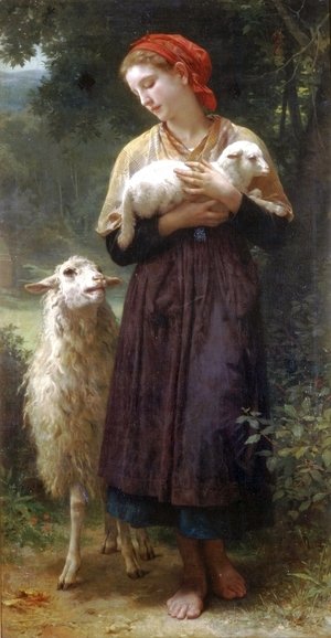 300x578 Famous Sheep Paintings Amp Reproductions 1st Art Gallery - Shepherd Girl Painting