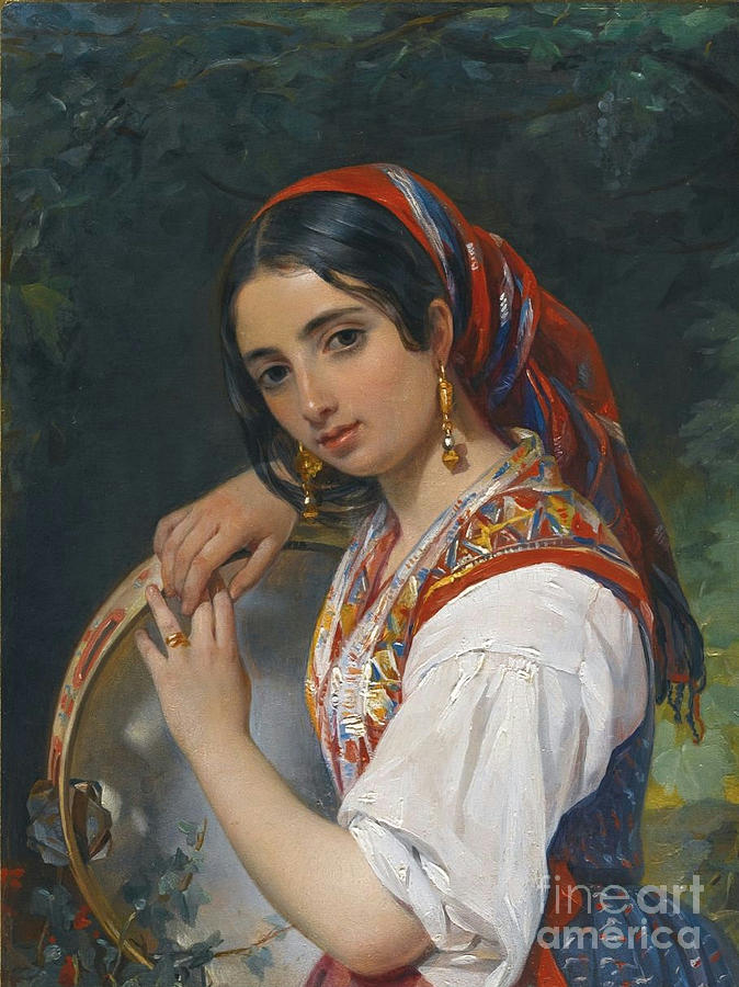 674x900 Portrait A Shepherd Girl Painting By Motionage Designs - Shepherd Girl Painting