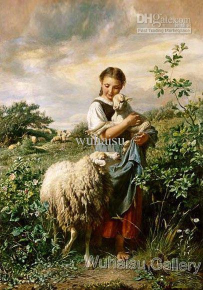 406x580 2018 High Quality Hand Painted Portrait Oil Painting Modern Wall - Shepherd Girl Painting