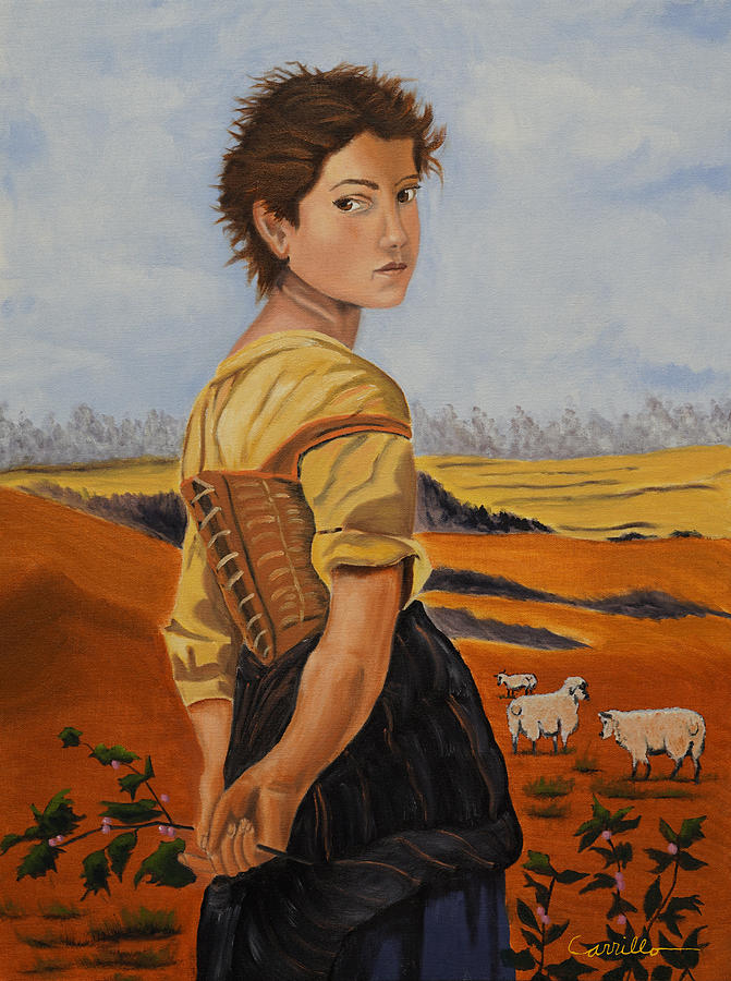 671x900 The Eyes Of A Shepherd Girl Painting By Ruben Carrillo - Shepherd Girl Painting