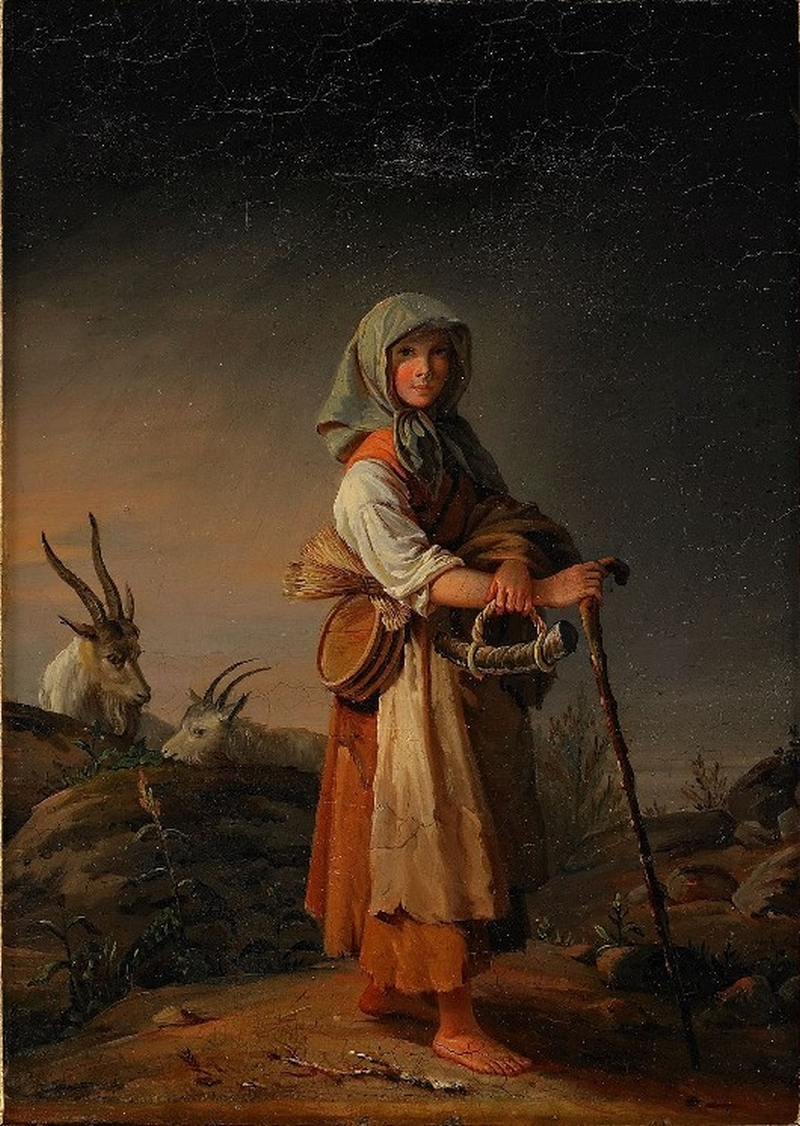 800x1126 The Shepherd Girl Painting Kilian Christoffer Zoll Oil Paintings - Shepherd Girl Painting