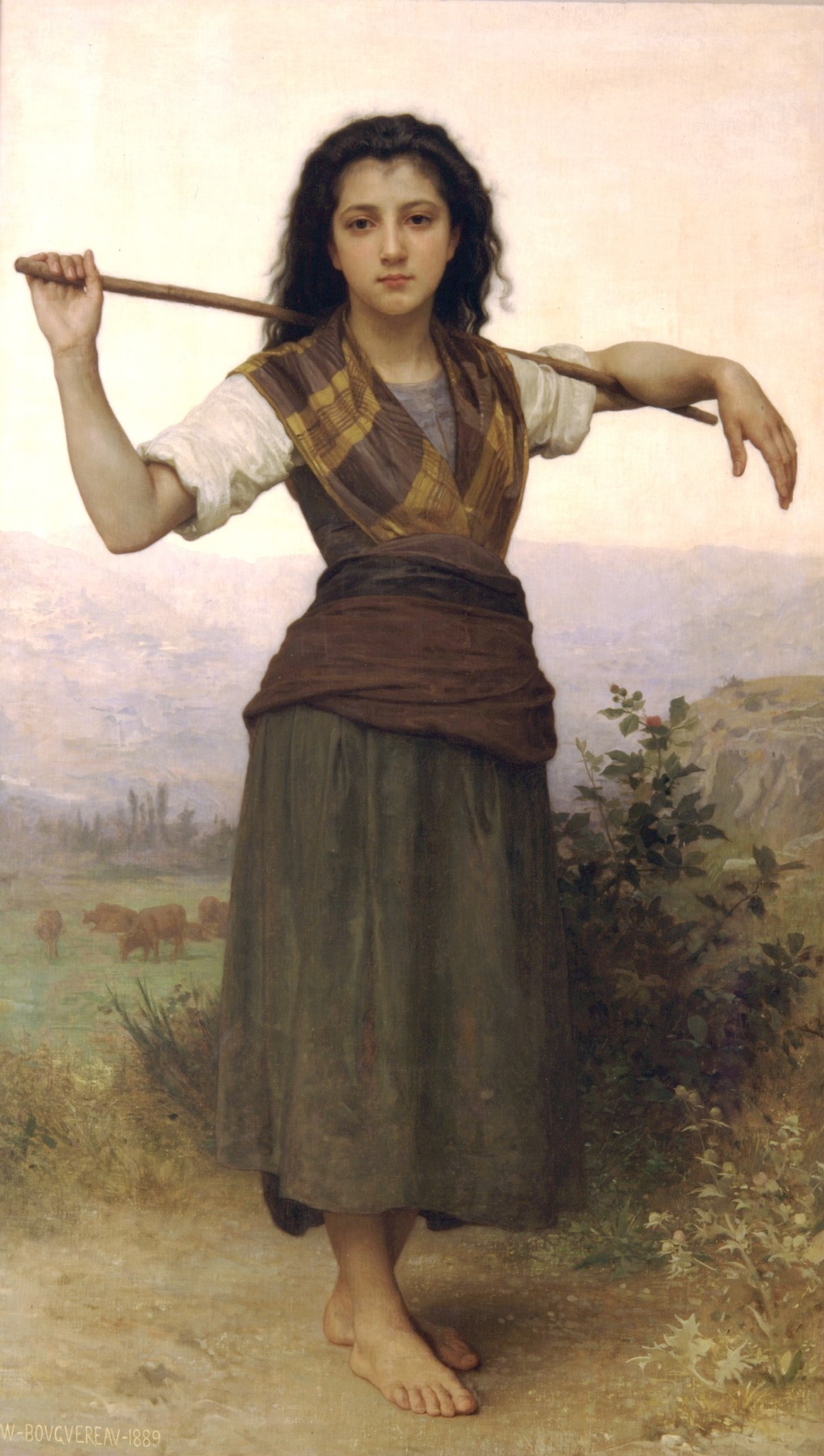 1200x2118 The Shepherdess - Shepherd Girl Painting