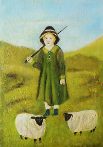 212x300 Vintage Oil Painting Portrait - Shepherd Girl Painting