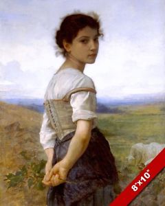 240x300 Young Woman Shepherd Girl W Sheep Oil Painting Art Real Canvas - Shepherd Girl Painting