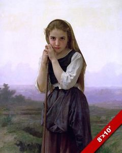 240x300 Young Woman Shepherd Shepard Girl Oil Painting Art Real Canvas - Shepherd Girl Painting
