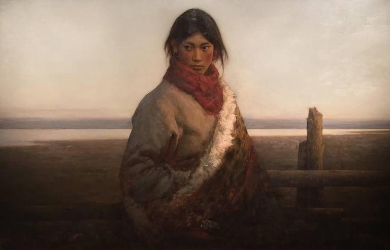 768x493 Zhang Li - Shepherd Girl Painting