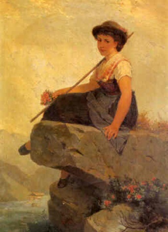 342x470 A Pretty Shepherd Girl By Robert Julius Beyschlag On Artnet - Shepherd Girl Painting