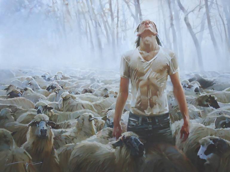 770x575 Saatchi Art Shepherd Painting By Alexey Chernigin - Shepherd Painting