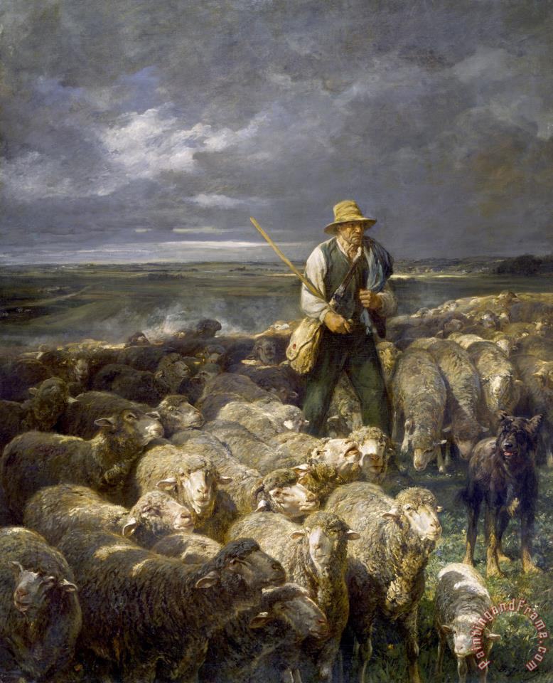 778x960 Charles Emile Jacque Shepherd And His Flock Painting - Shepherd Painting